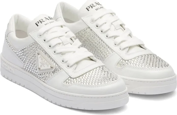 Crystal-Embellished Leather Sneakers - Image 2