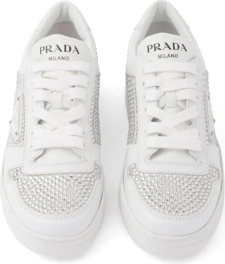 Crystal-Embellished Leather Sneakers - Image 4