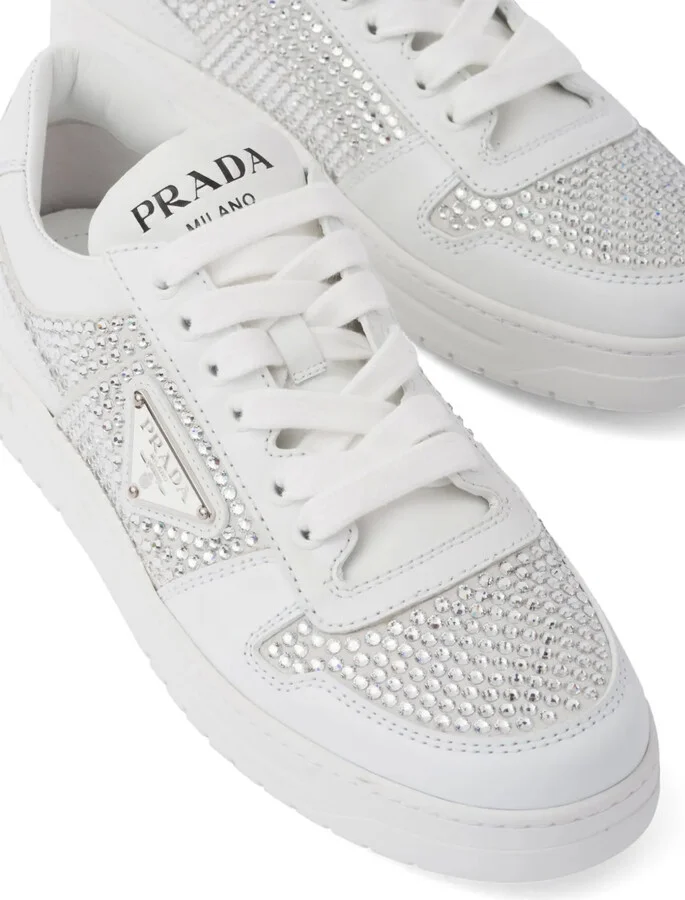 Crystal-Embellished Leather Sneakers - Image 5