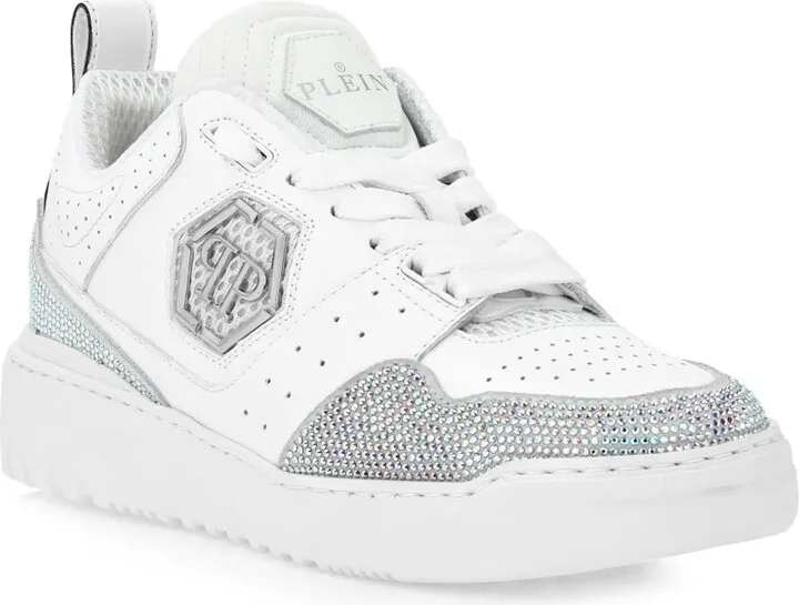 Crystal-Embellished Leather Sneakers - Image 2