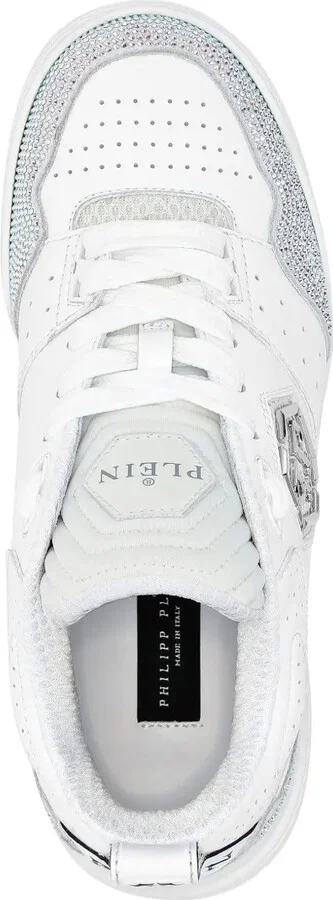 Crystal-Embellished Leather Sneakers - Image 3