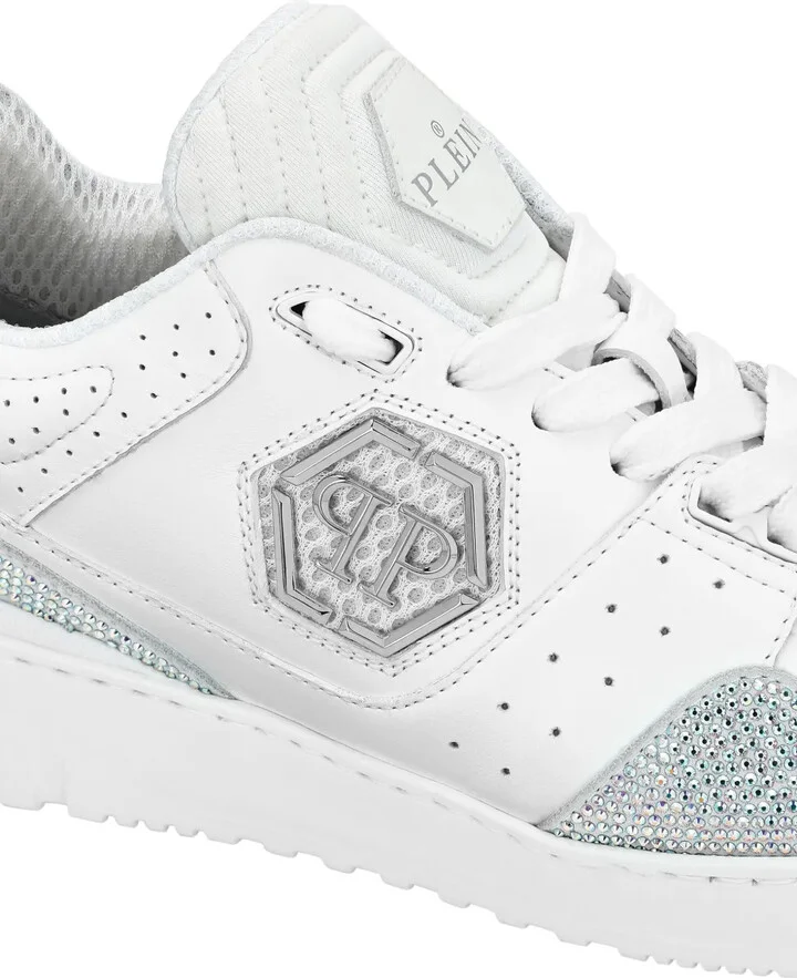 Crystal-Embellished Leather Sneakers - Image 4