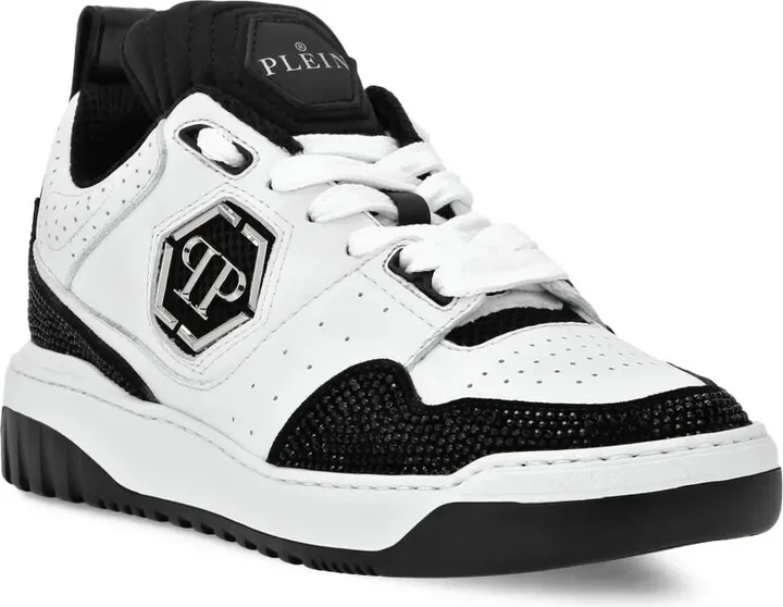 Crystal-Embellished Leather Sneakers - Image 2