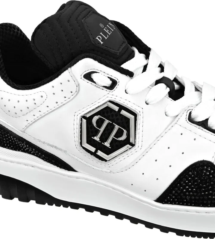 Crystal-Embellished Leather Sneakers - Image 4