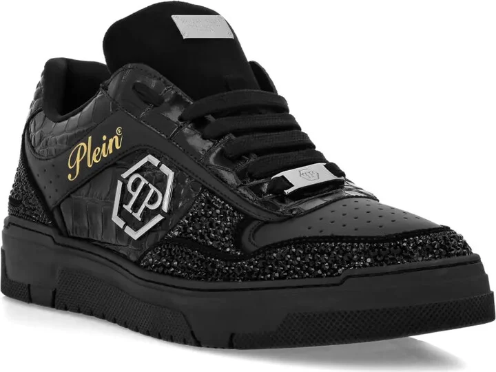 Crystal-Embellished Leather Sneakers - Image 2