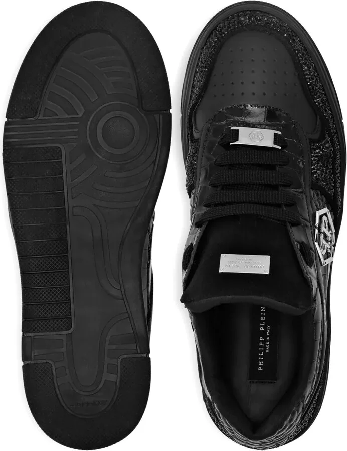 Crystal-Embellished Leather Sneakers - Image 3