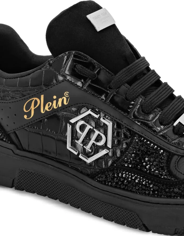 Crystal-Embellished Leather Sneakers - Image 4
