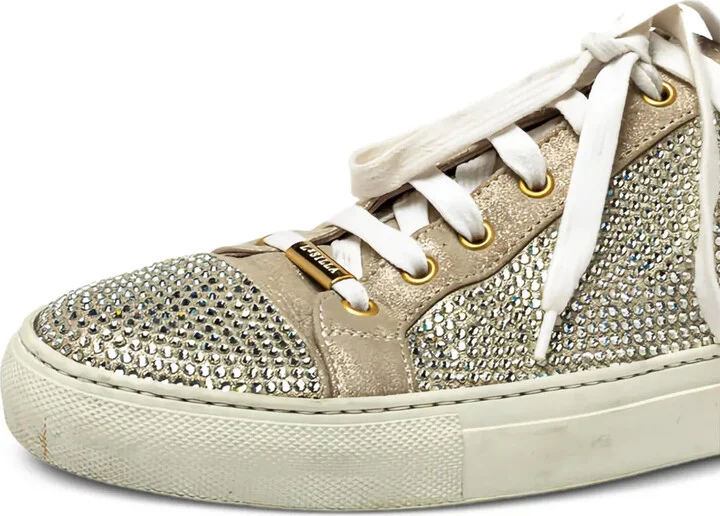 Crystal-Embellished Leather Sneakers - Image 2