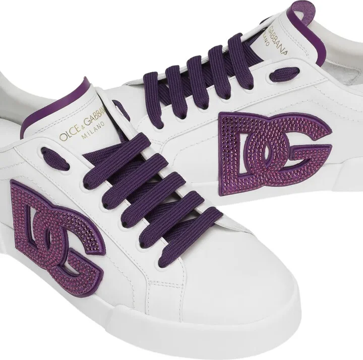 Crystal-Embellished Leather Sneakers - Image 3