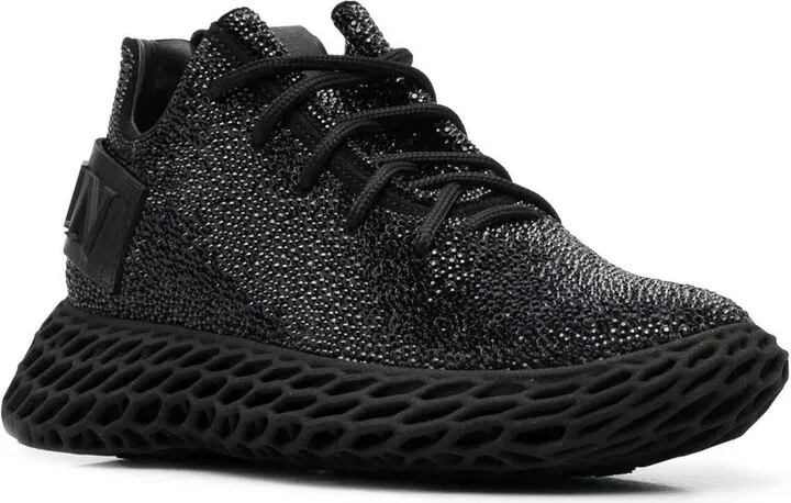 Crystal-Embellished Leather Sneakers - Image 2