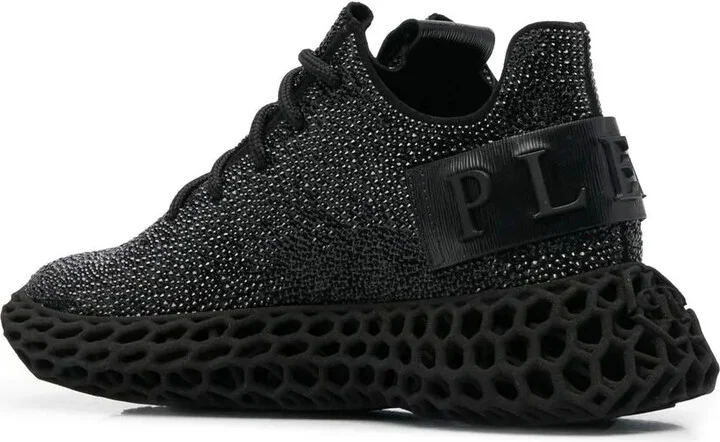 Crystal-Embellished Leather Sneakers - Image 3