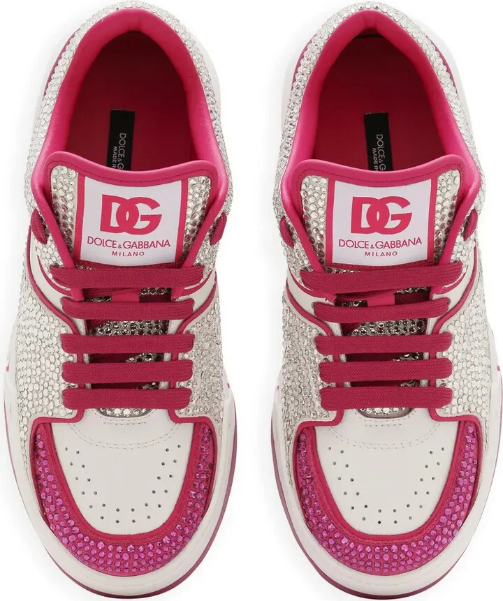 Crystal-Embellished Leather Sneakers - Image 4