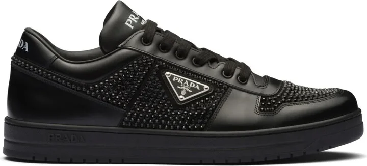 Crystal-Embellished Leather Sneakers
