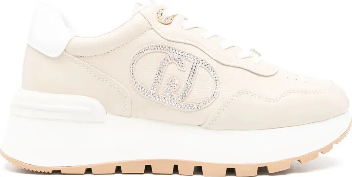 Crystal-Embellished Leather Sneakers