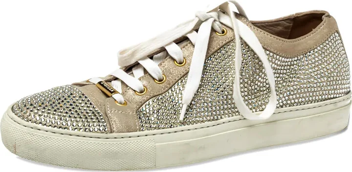 Crystal-Embellished Leather Sneakers