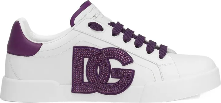 Crystal-Embellished Leather Sneakers