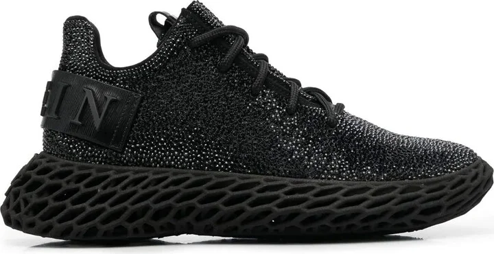 Crystal-Embellished Leather Sneakers