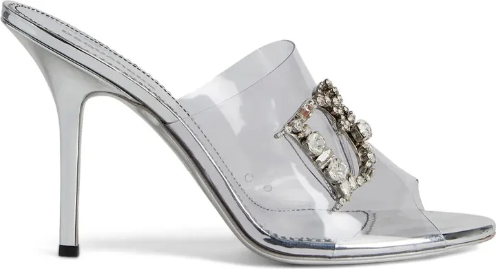 Crystal-Embellished Logo Mules