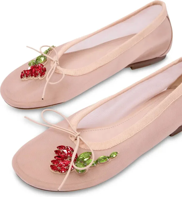 Crystal-Embellished Mesh Ballet Flats - Image 3