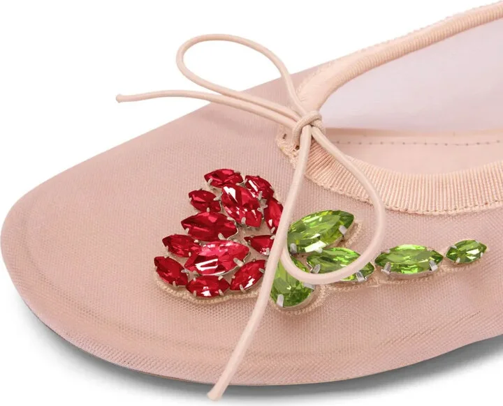 Crystal-Embellished Mesh Ballet Flats - Image 4