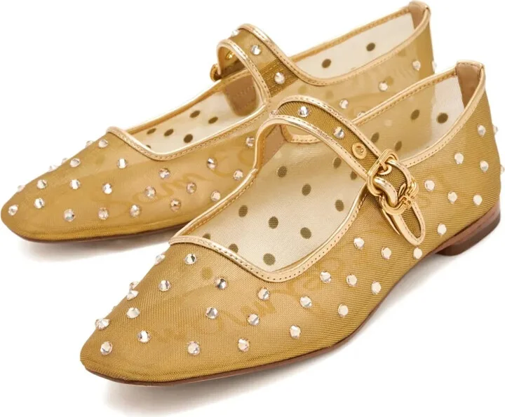 Crystal-Embellished Mesh Ballet Flats - Image 2