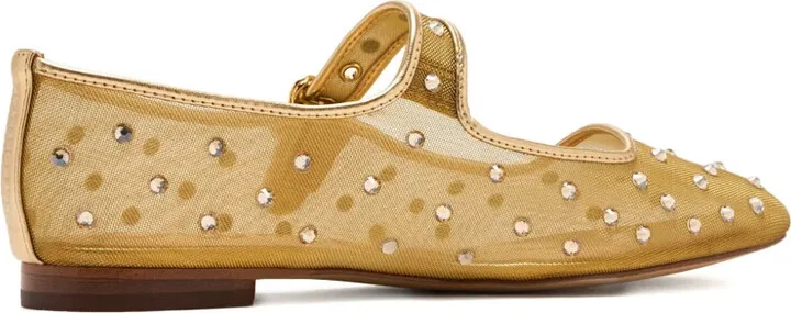 Crystal-Embellished Mesh Ballet Flats - Image 3