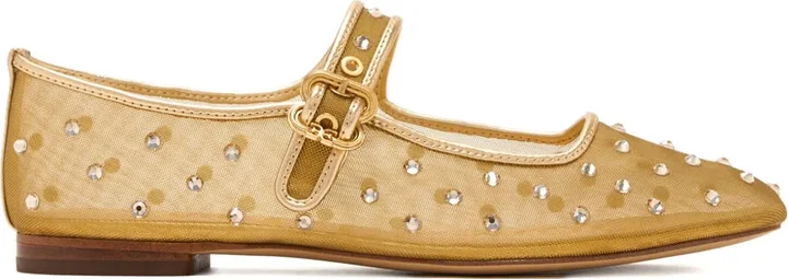 Crystal-Embellished Mesh Ballet Flats