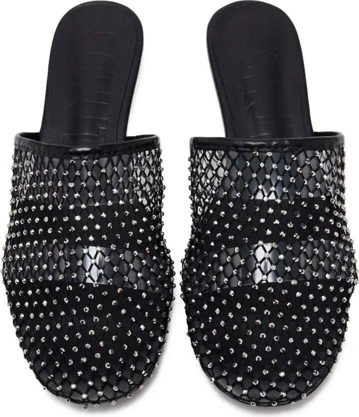 Crystal-Embellished Mesh Flat Mules - Image 2