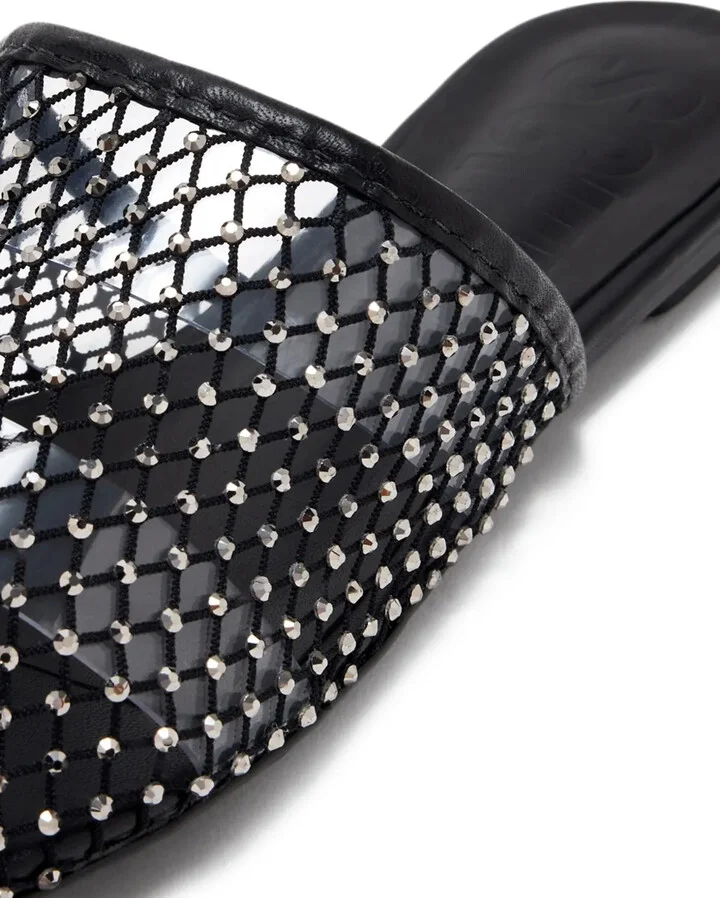 Crystal-Embellished Mesh Flat Mules - Image 3
