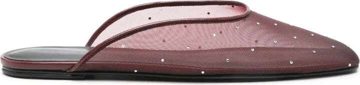 Crystal-Embellished Mesh Mules