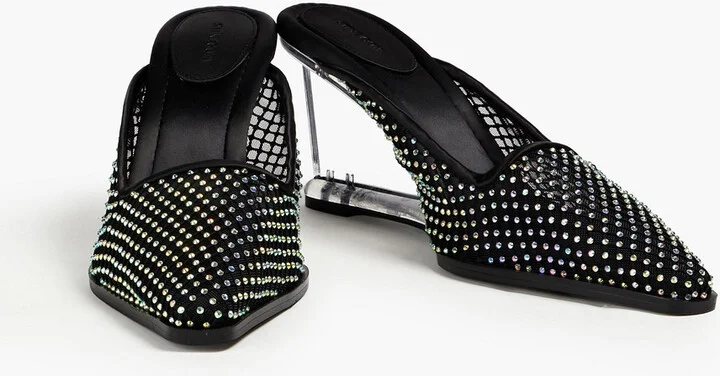 Crystal-embellished mesh wedge mules - Image 2
