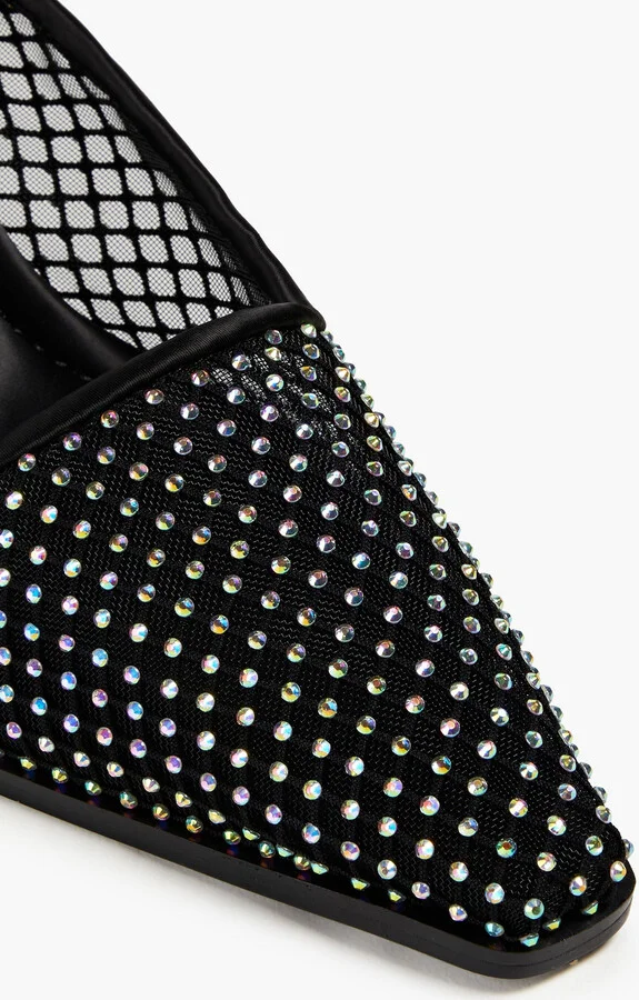 Crystal-embellished mesh wedge mules - Image 4