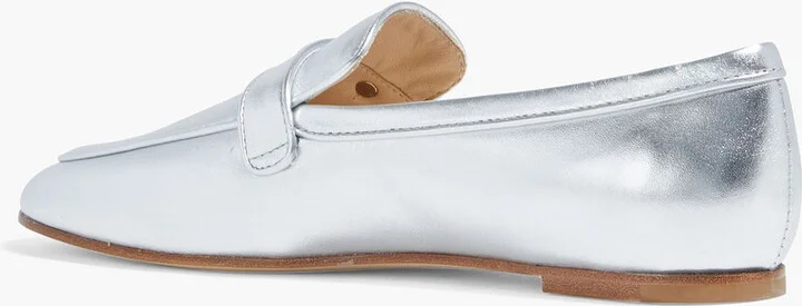 Crystal-embellished metallic leather loafers - Image 3