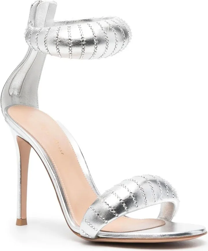 Crystal-Embellished Metallic Sandals - Image 2