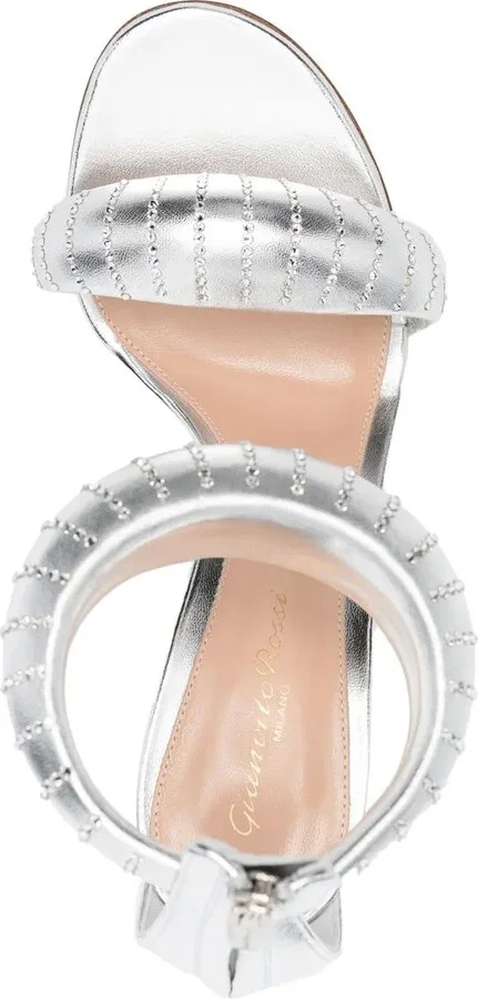 Crystal-Embellished Metallic Sandals - Image 4