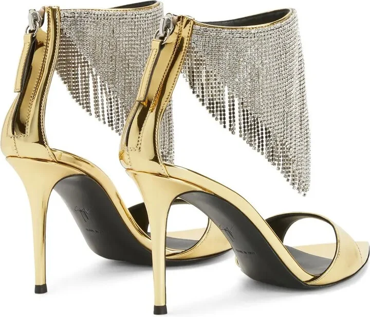 Crystal-Embellished Metallic Sandals - Image 3
