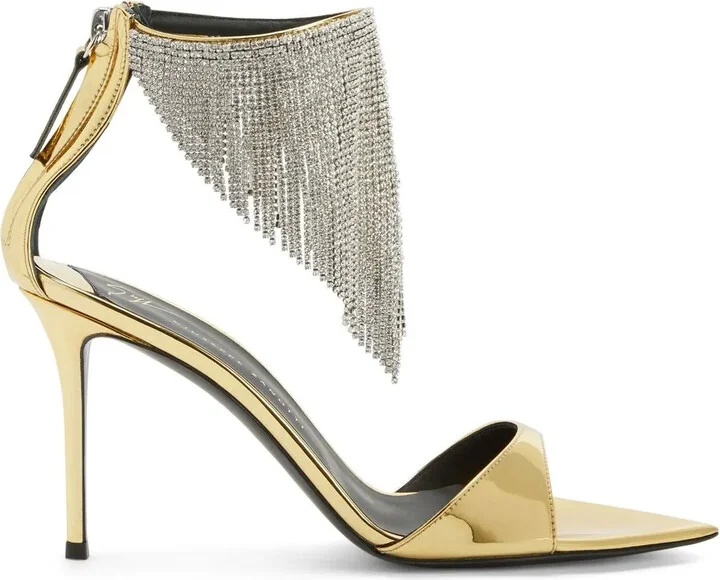 Crystal-Embellished Metallic Sandals