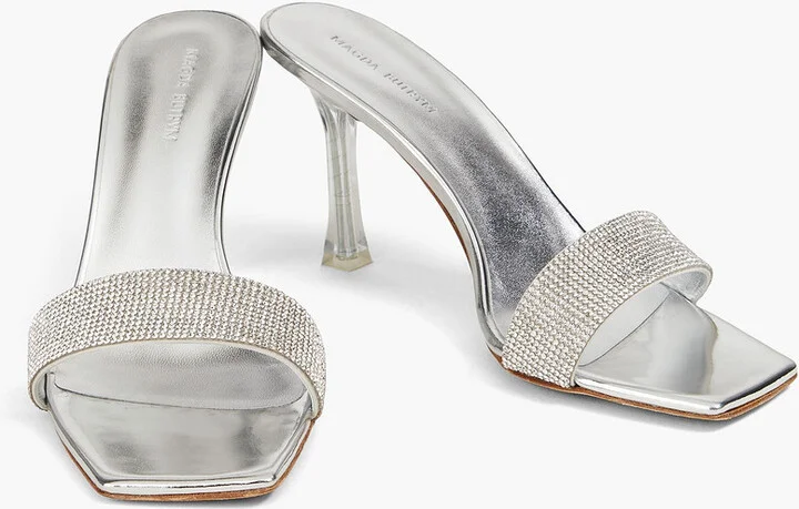 Crystal-embellished metallic suede mules - Image 2