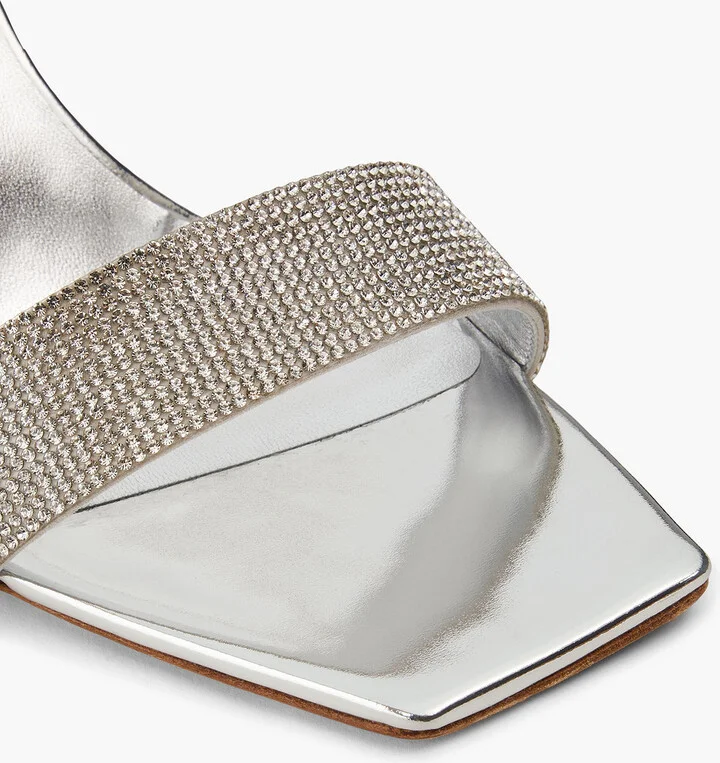 Crystal-embellished metallic suede mules - Image 4