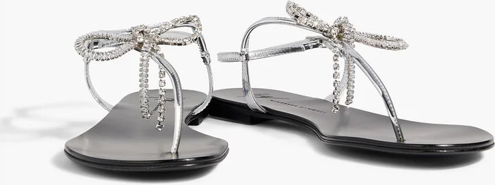 Crystal-embellished mirrored-leather sandals - Image 2