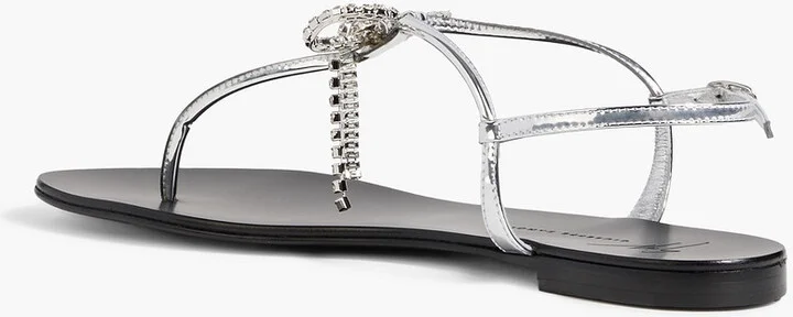 Crystal-embellished mirrored-leather sandals - Image 3