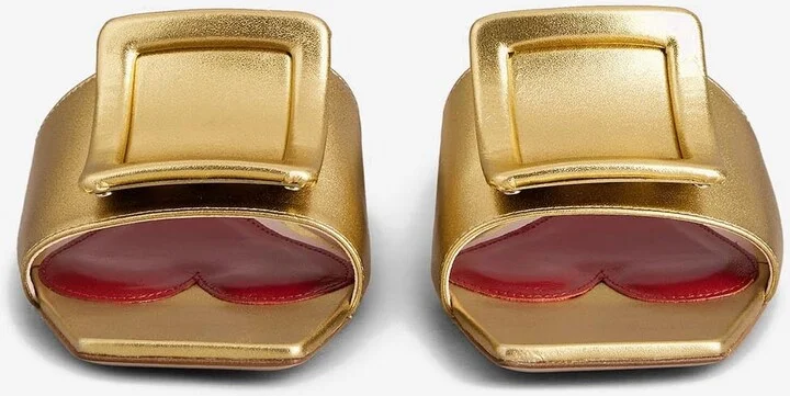 Crystal Embellished Mules in Metallic Nappa Leather - Image 2