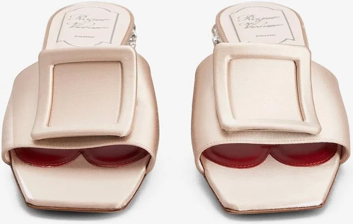 Crystal Embellished Mules in Satin - Image 2