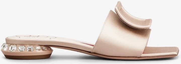 Crystal Embellished Mules in Satin