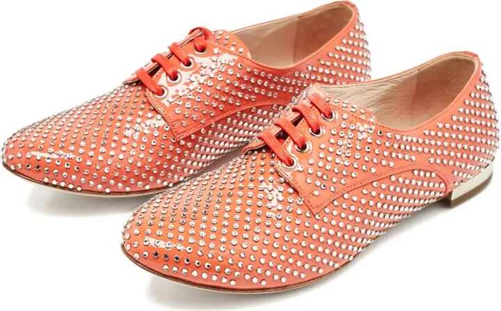 Crystal-Embellished Patent-Leather Derby Shoes - Image 2