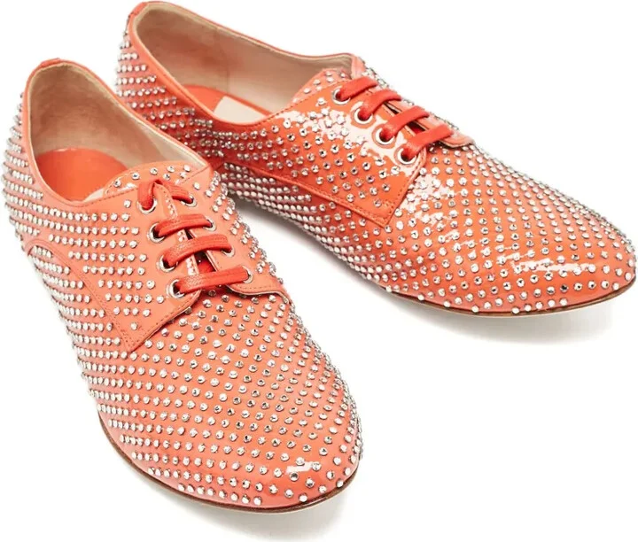 Crystal-Embellished Patent-Leather Derby Shoes - Image 3