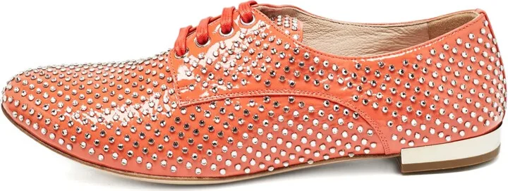 Crystal-Embellished Patent-Leather Derby Shoes