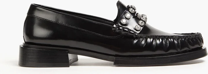 Crystal-embellished patent-leather loafers