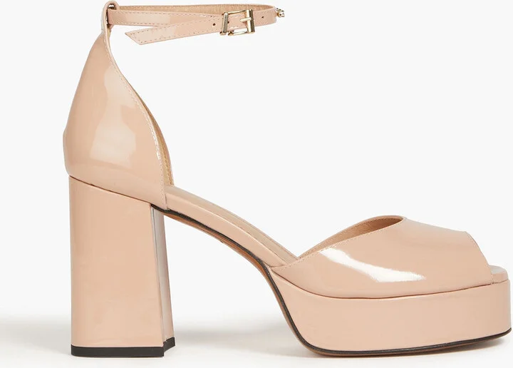 Crystal-embellished patent-leather platform sandals