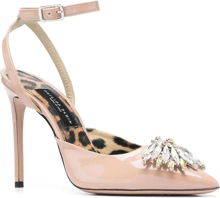 Crystal-Embellished Patent Leather Pumps - Image 2